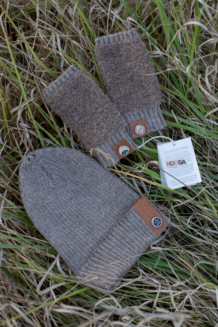 NOOSA Pachamama beanie in alpaca – Taupe brown melange