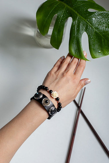 NOOSA-Amsterdam – Rosehip Black Onyx stretch armband